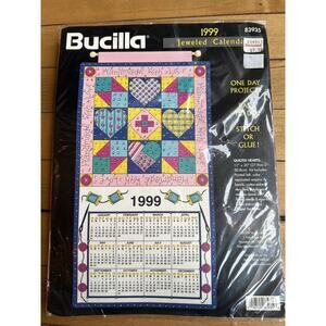 Bucilla 1999 Jeweled Calendar Quilted Hearts 11 X 20 Cottagecore Grannycore